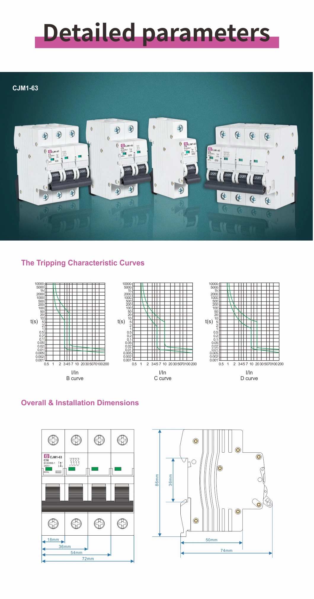 1-4p AC 6kv Breaking Capacity Home Use MCB Mini Circuit Breaker