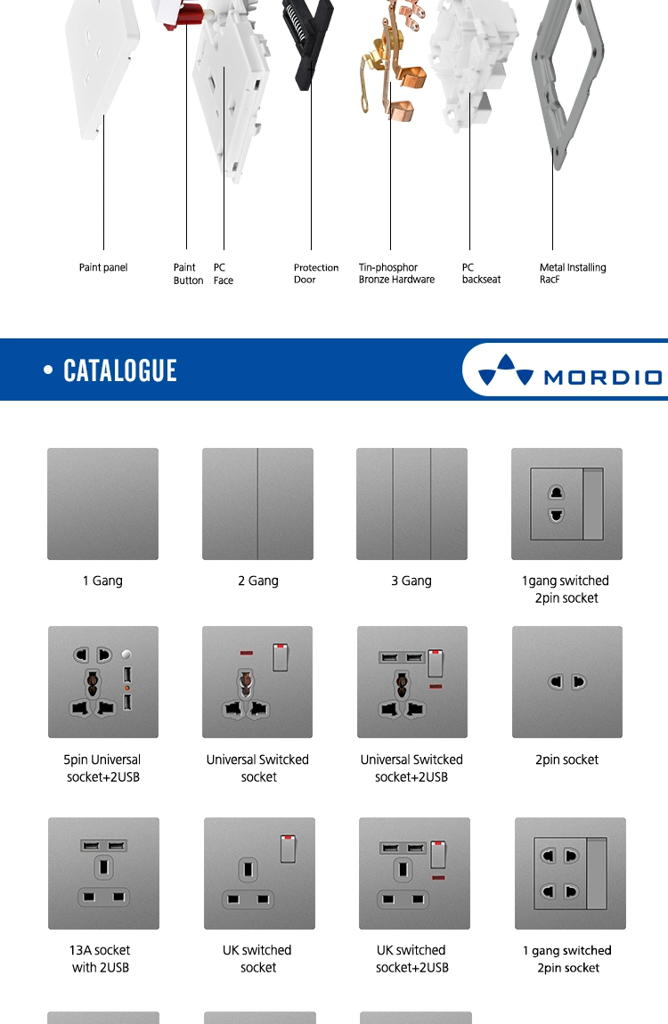 T1 Wholesale Electrical Supplies Wall Switch 16A PC Swithc Ultra-Thin Wall Switch Sockets and Switches