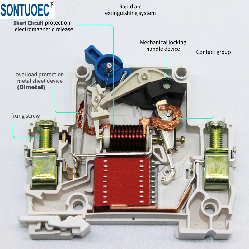 2p Automotive Circuit Breaker C Curve MCB Fork Busbar Type 6ka