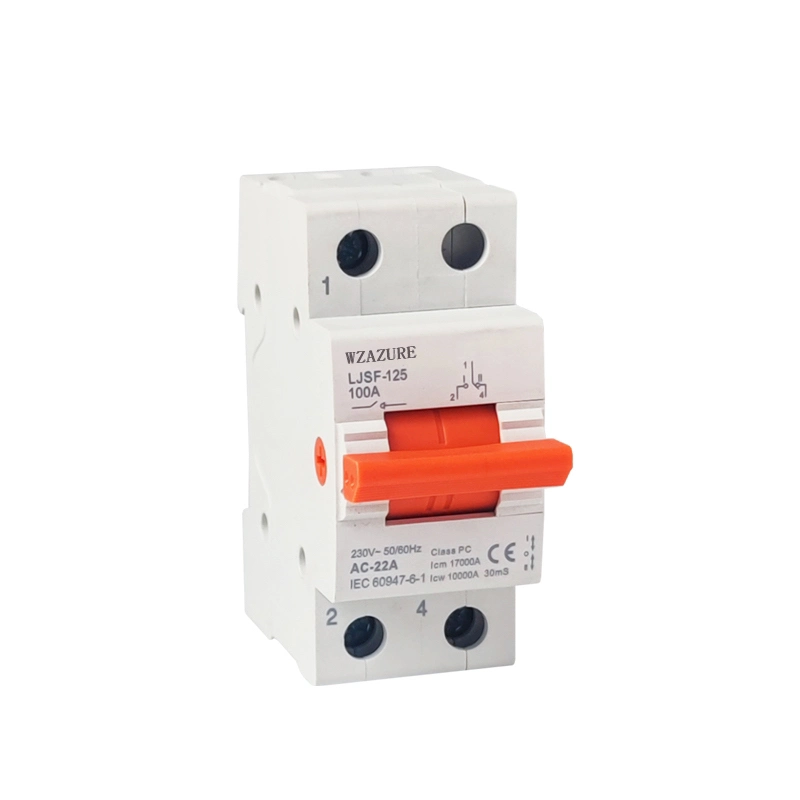 100A 125A 2p Modular DIN Rail Mini Changeover Switch 1-0-2 Manual Isolator Disconnector Switch