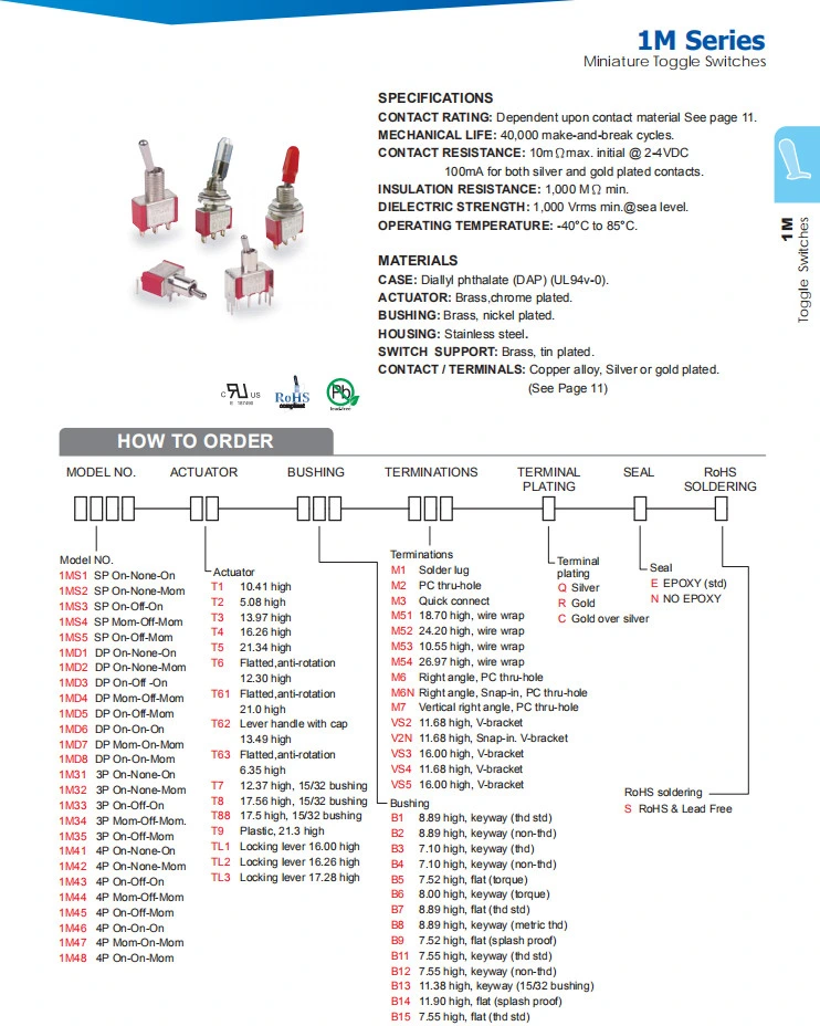 UL on-off Mini Toggle Switch