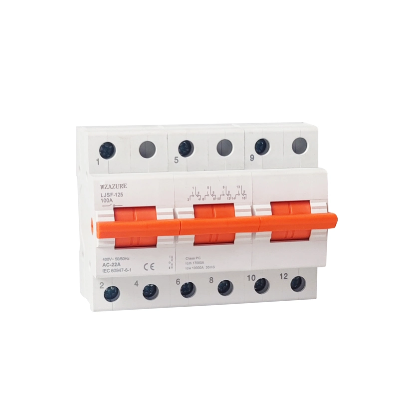 100A 125A 2p Modular DIN Rail Mini Changeover Switch 1-0-2 Manual Isolator Disconnector Switch