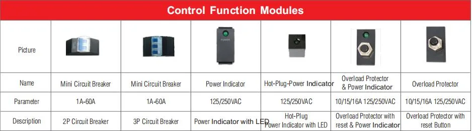 IEC C13 C19 Standard Basic PDU with SPD MCB Switch Module