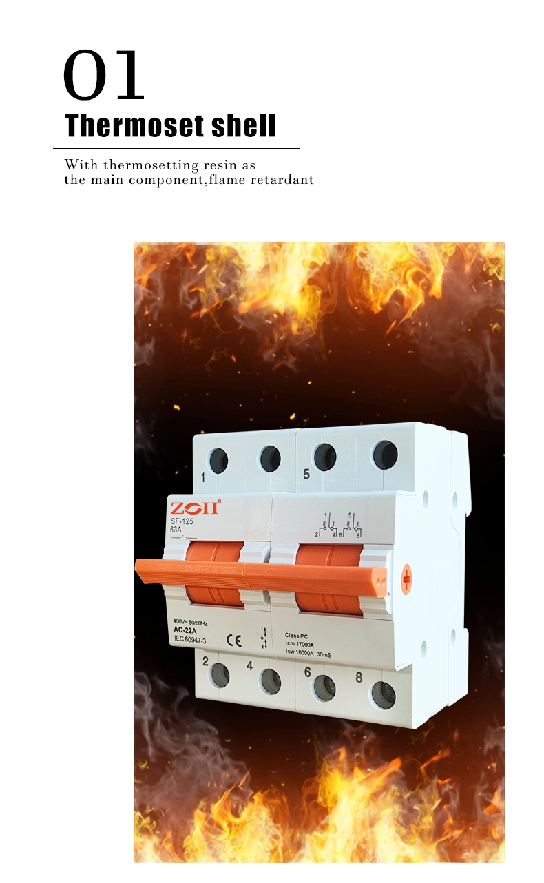 80A 100A 125A 2p Modular DIN Rail Mini Changeover Switch Manual Isolator Disconnector Switch