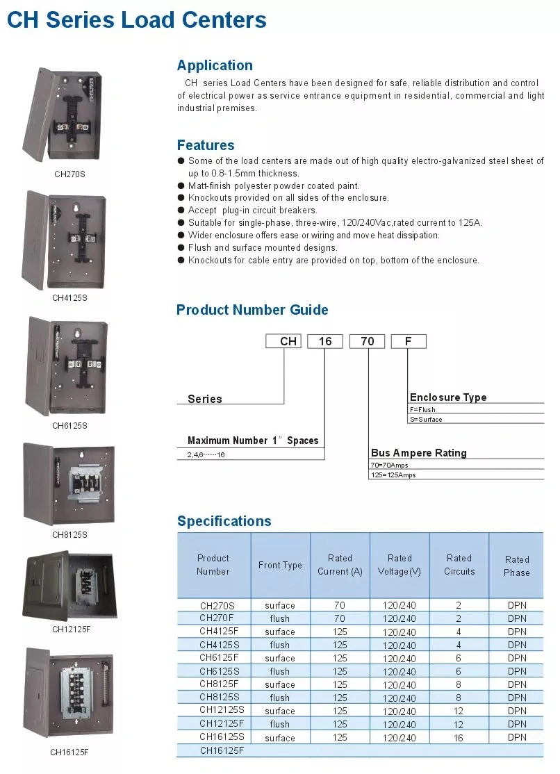 CH2100 Equivalent 2 Pole 100 AMP 2p 100A 120V 240V 10ka Thermal Magnetic Circuit Breaker for Loadcenter