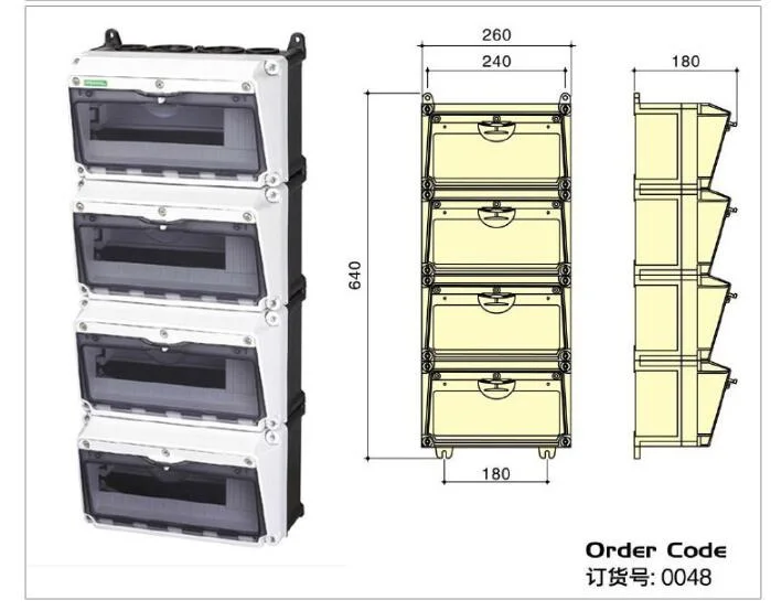 0048 IP66 Household Waterproof MCB Electrical Consumer Unit Box Distribution Panel Board