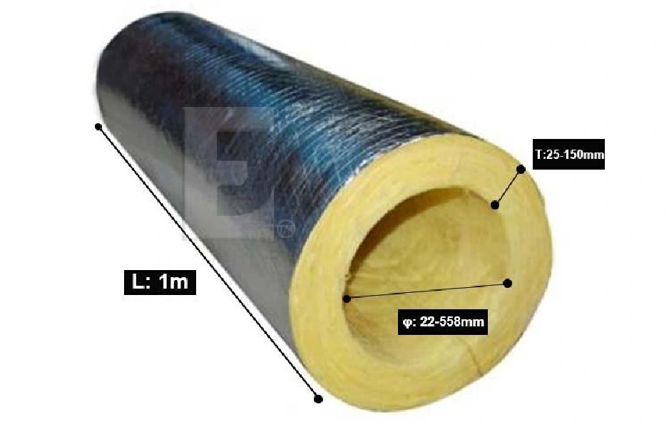 Exhaust Steam Pipe Thermal Insulation Fiberglass Glass Wool Preformed Pipe