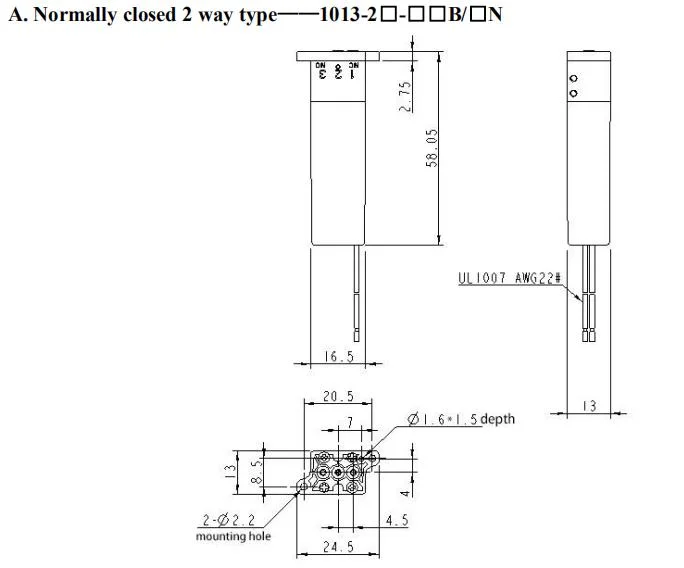 Micro Fluid Diaphragm Solenoid Valve, 1013 Series 2-Way (1013-22-ELB/5N) , Medical Valve, Environmental Protection Valve, Liquid Valve