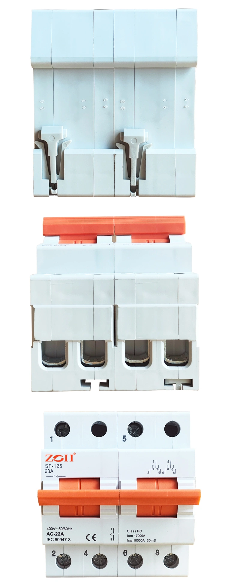 80A 100A 125A 2p Modular DIN Rail Mini Changeover Switch Manual Isolator Disconnector Switch