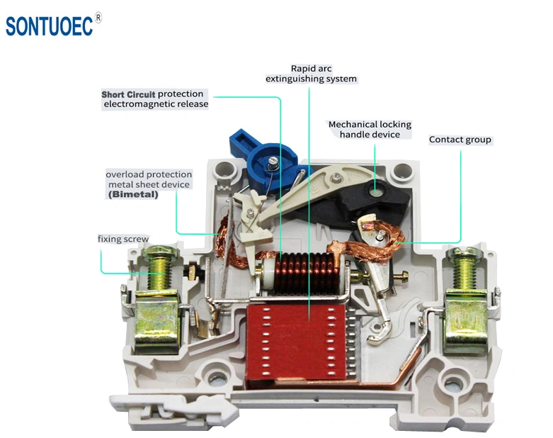 St3-63 1p MCB Minature Circuit Breaker DIN Rail Household IEC60898 Standard