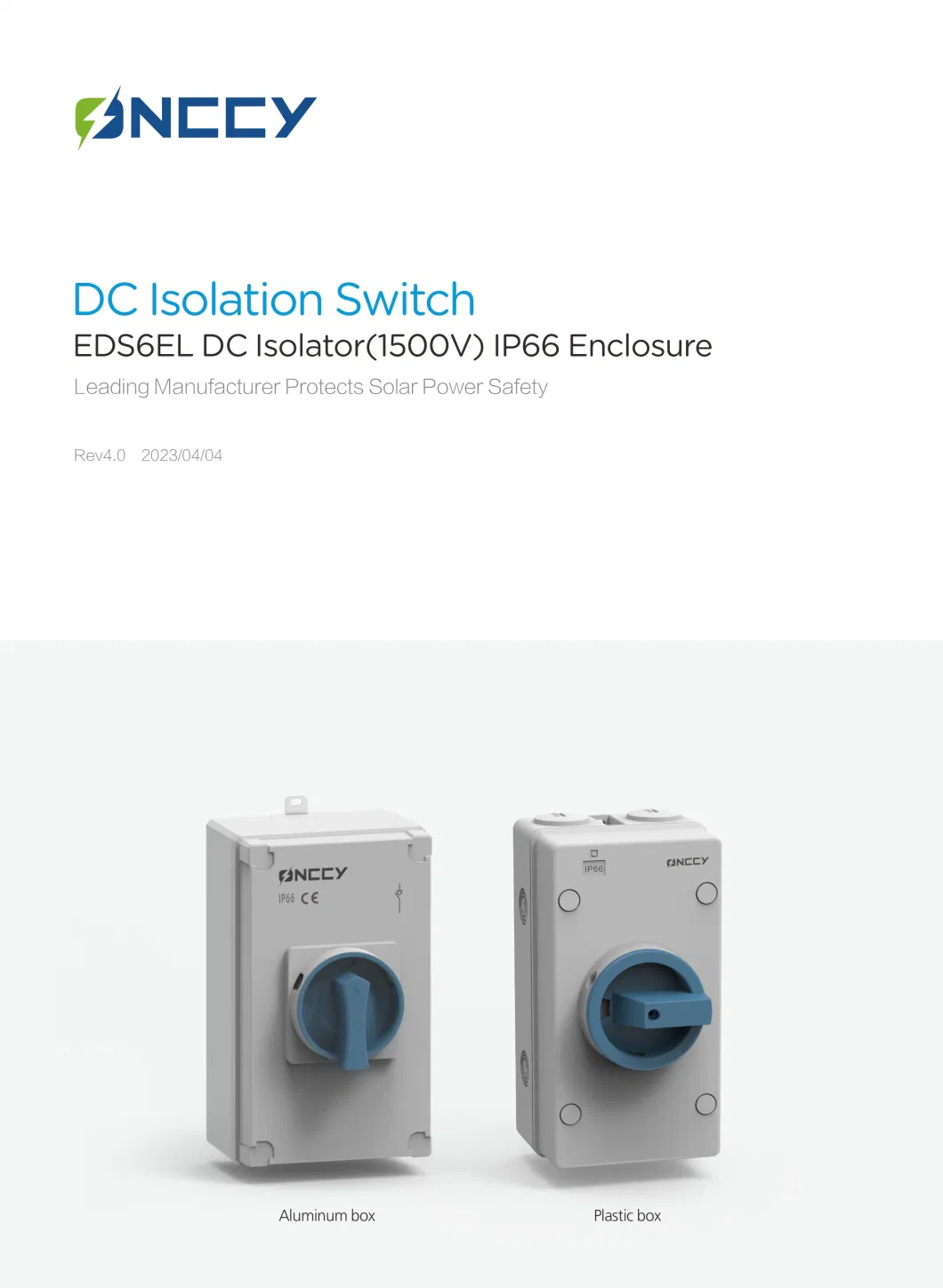 Electrical Solar PV Main Isolating Power System Single or Double String DC Solar Isolation Switch