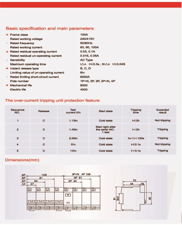 Ahle1-100 Seies Miniature Circuit Breaker