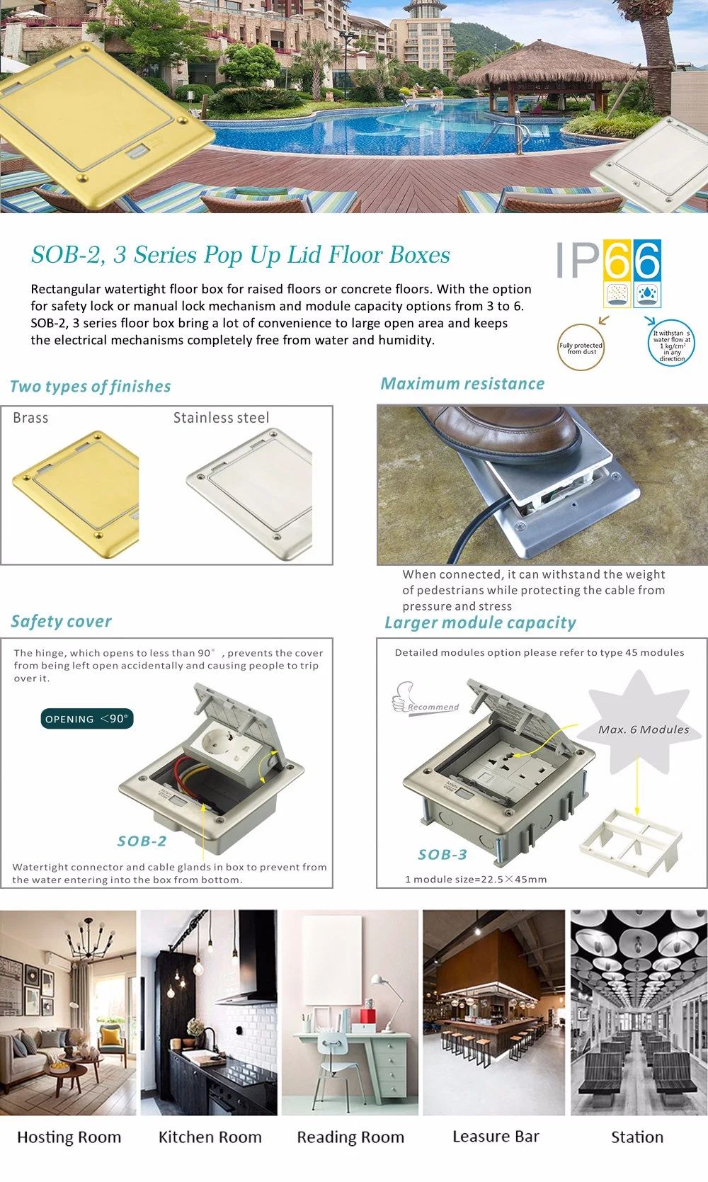 IP66 Outdoor Waterproof Floor Box with Switches and Sockets