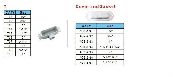 LL Type Rigid Conduit Body EMT Conduit Body with Cover and Gasket