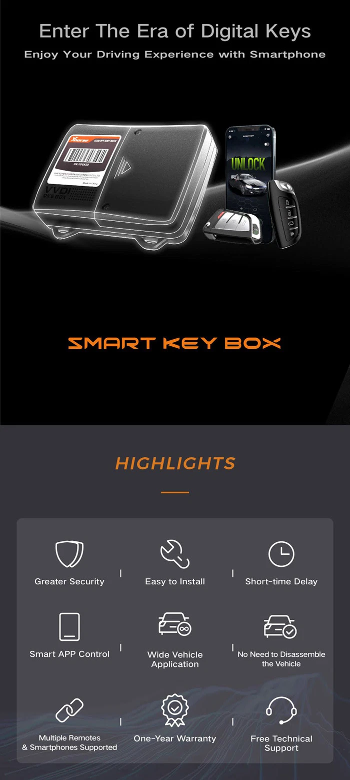 Xhorse Smart Key Box Xdske0en Bluetooth-Compatible Work with Mini Key / Tool Max/ Vvdi2