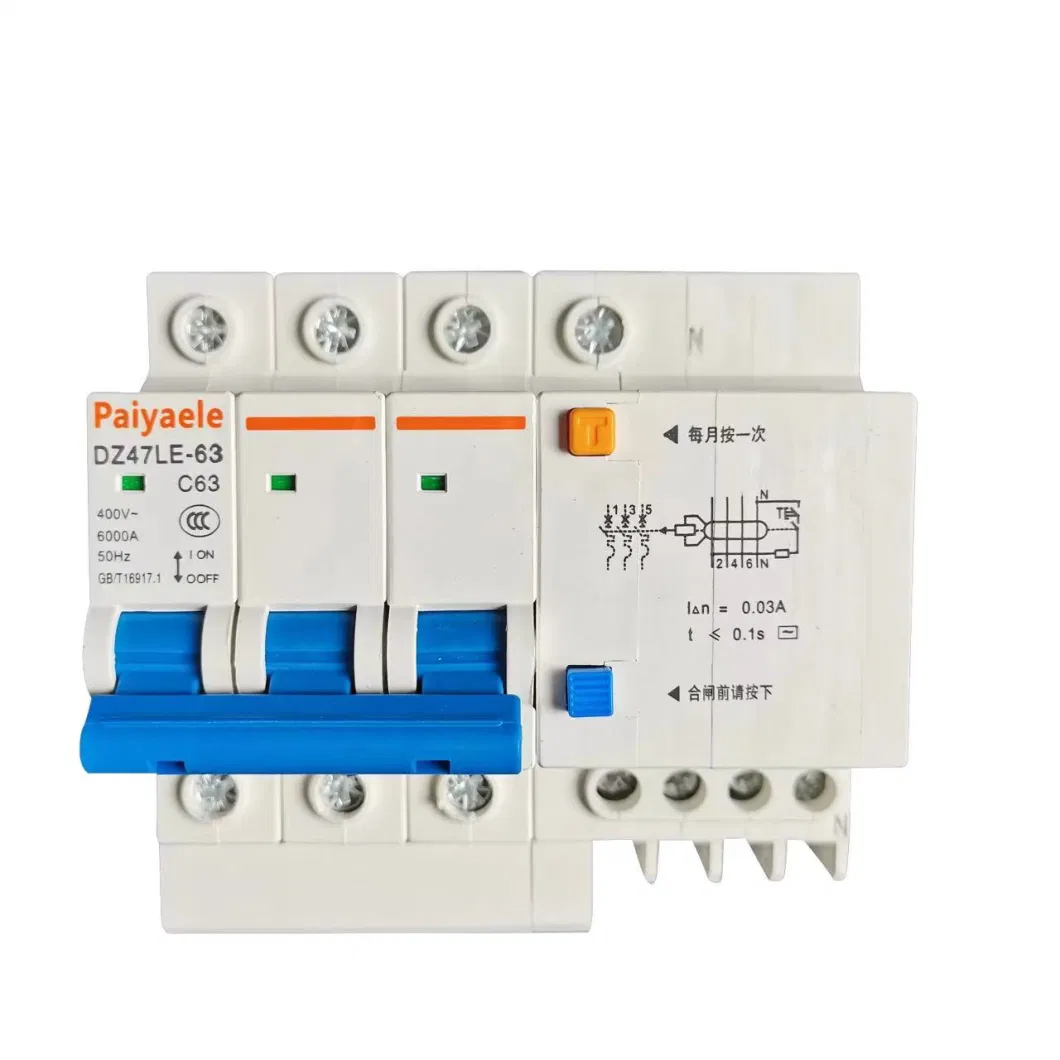 3p 16A 20A 25A 32A 50A 63A RCBO Leakage Miniature Circuit Breaker