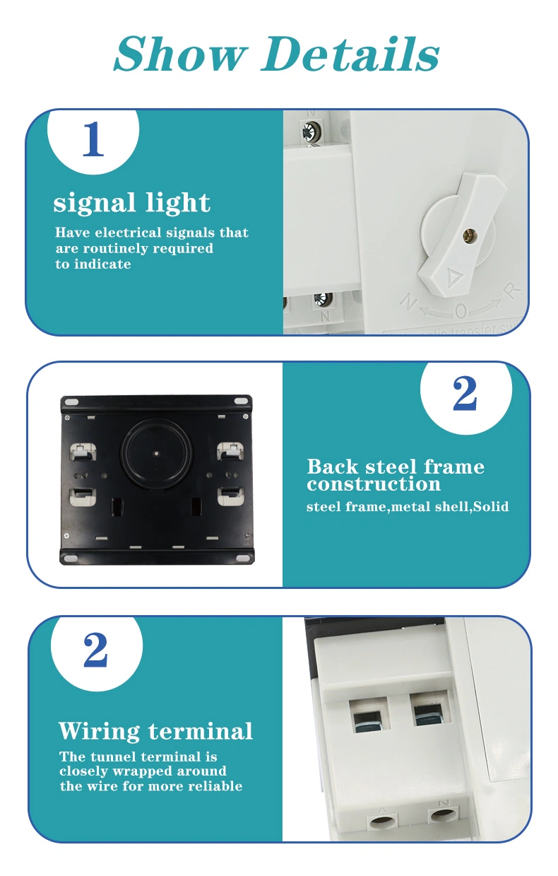 63A 100A Solar Power Dual Power Automatic Transfer Switch ATS 3p ATS Mini Home Switch 4p Change Over Switch