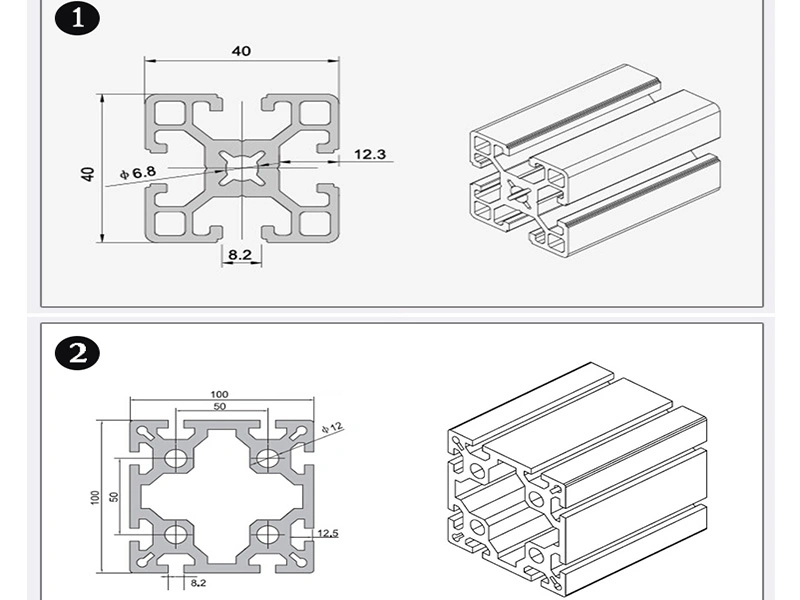 Anodizing Square Aluminum Hollow Profile Rail Accessory Industrial Curtain Wall Aluminum Profile