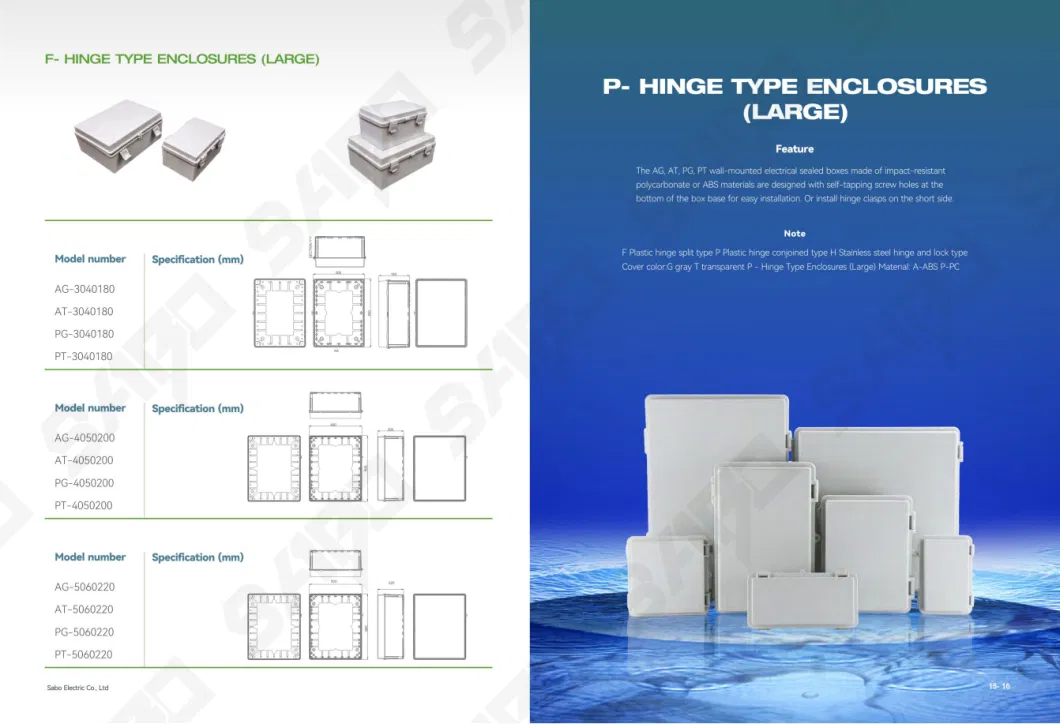 Sabo Outdoor Distribution Box ABS IP65 Plastic Power Junction Box Stainless Steel Buckle for MCB Mini Circuit Breaker