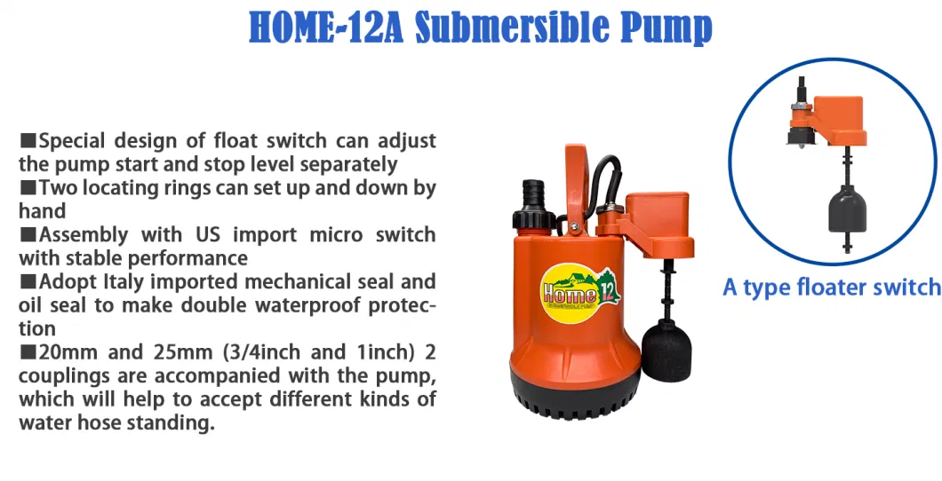 120 Watt Small Electric Plastic Automatic Single Phase AC Garden Pond Pool Sump Water Tank Motor Centrifugal Submersible Dirty Water Drainage Pump with Floater