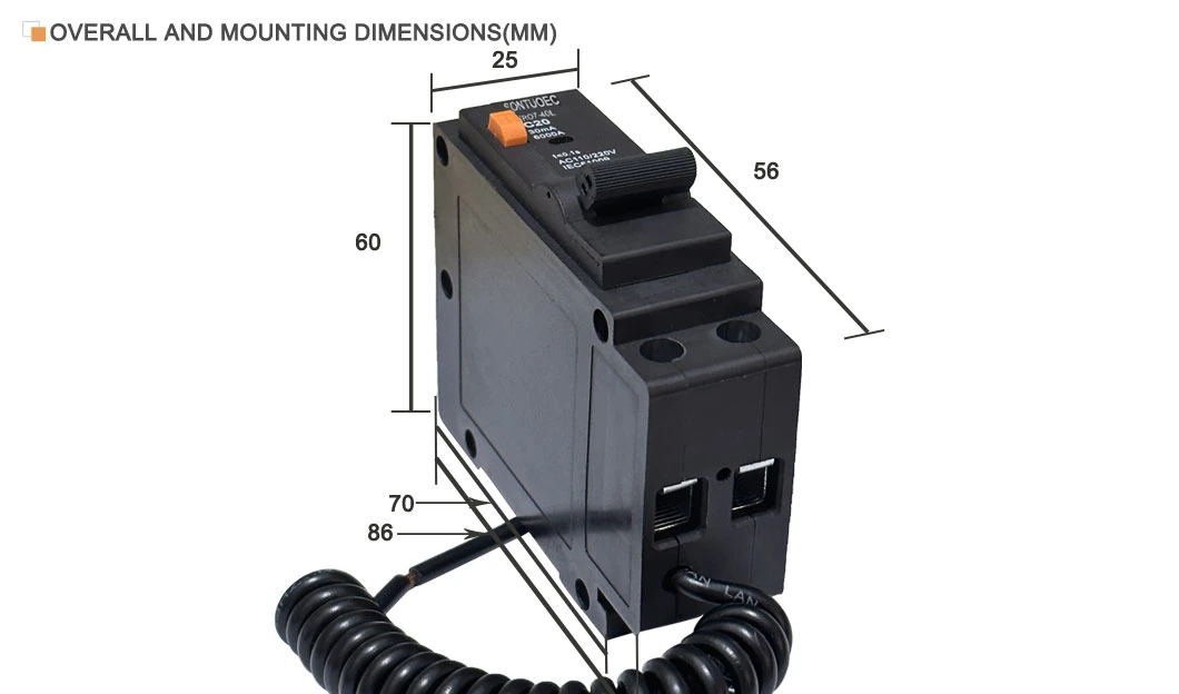 Black Color 110/220V Plug in Type 1p+N 6ka RCBO Circuit Breaker 40A/30mA