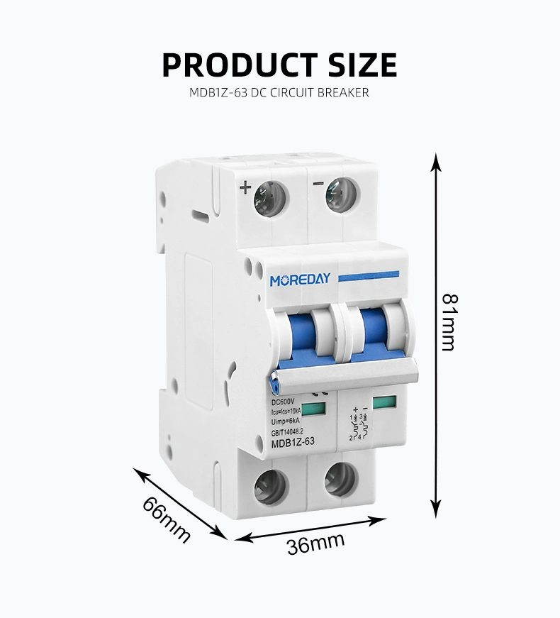 Manufacturer Solar PV Combiner Box 1000VDC 6A-125A 1p 2p 3p 4p 10ka DC MCB