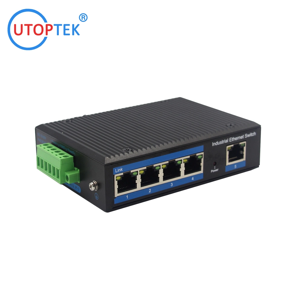 China Factory Utoptek Mini Unmanaged DIN Rail Industrial 5 Port 10/100m Switch Network