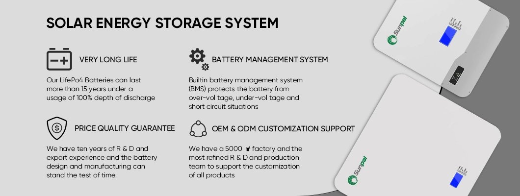 High Capacity Powerwall Home Energy Storage 48V 51.2V 200ah 10kwh BMS Icd Display Solar Lithium Ion Battery