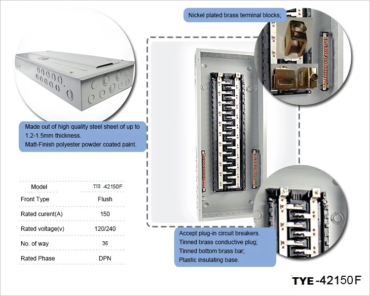 Tye-42way Flush Mount Type of Metal Distribution Board Load Center