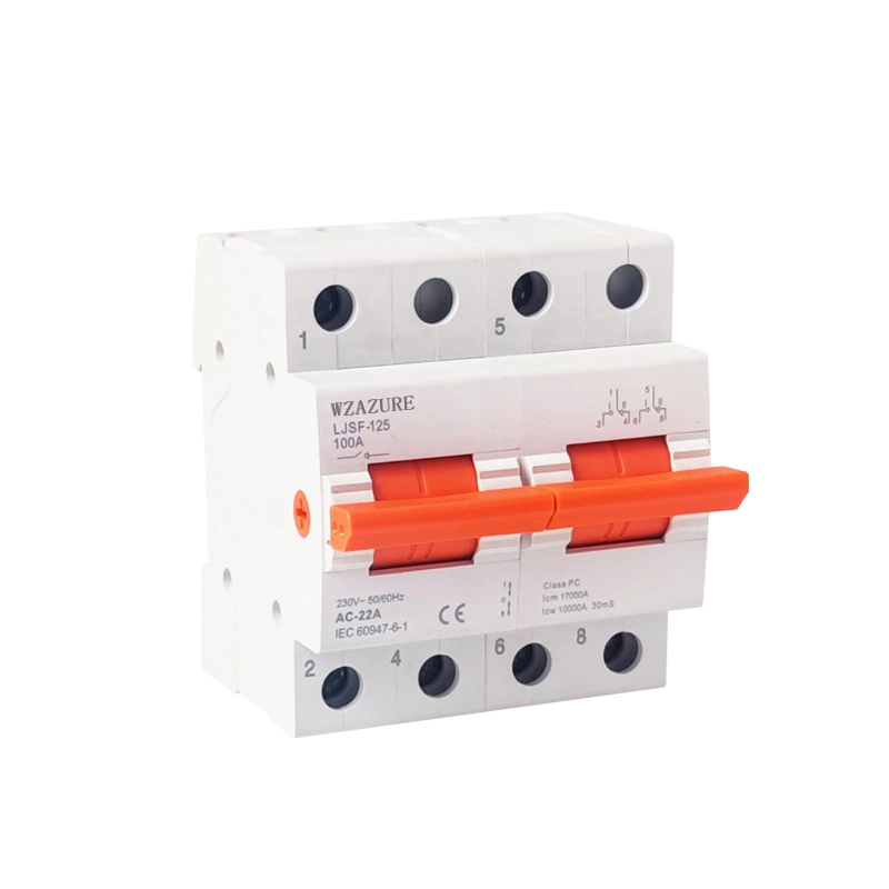 100A 125A 2p Modular DIN Rail Mini Changeover Switch 1-0-2 Manual Isolator Disconnector Switch