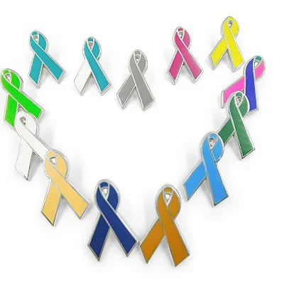 Custom design Jewelry Fashion Brooches Rhinestone Soft Hard Enamel Ribbon Breast Cancer Awareness Medical Brooch Pins