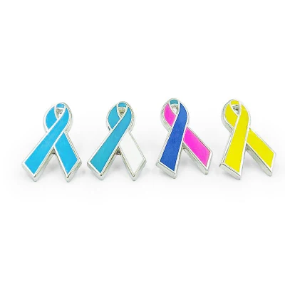Custom design Jewelry Fashion Brooches Rhinestone Soft Hard Enamel Ribbon Breast Cancer Awareness Medical Brooch Pins
