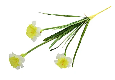 High Quality Artificial Narcissus W/ Real Touch Leaf 60CMH Silk Narcissus 3 Flowers High Quality Silk Flower