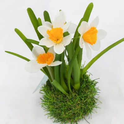 Artificial Flowers for Decoration Mini Office Decoration Lifelike Four Head Narcissus Flower