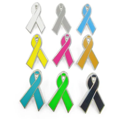 Custom design Jewelry Fashion Brooches Rhinestone Soft Hard Enamel Ribbon Breast Cancer Awareness Medical Brooch Pins