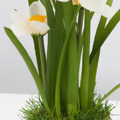 Artificial Flowers for Decoration Mini Office Decoration Lifelike Four Head Narcissus Flower