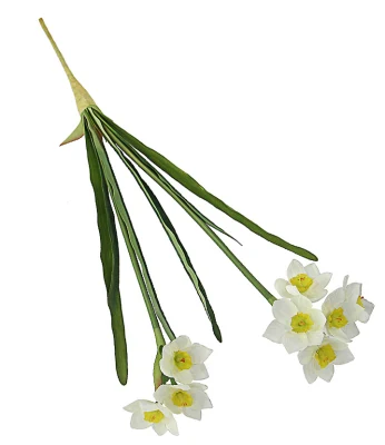 High Quality Artificial Narcissus 49CMH Silk Narcissus 2 Stems Real Touch Leaf Decorative Narcissus Indoor Silk Flower