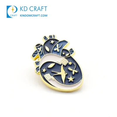 Manufacturer Custom Heart Shaped Shirt Brooch Lapel Pin Badge Soft Enamel Doctor Nurse Medical Pins for Men and Women