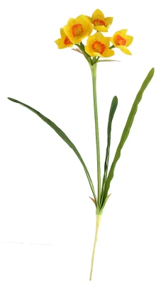High Quality Artificial Narcissus Stem 48CMH Silk Narcissus Real Touch Leaf Decorative Artificial Flower