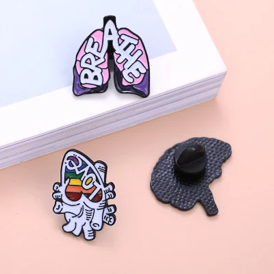 Custom Logo Cartoon Creative Human Organs Heart Brain Lung Shape Medical Personalized Accessories Gifts Alloy Metal Hard Soft Brooch Enamel Badge Lapel Pin
