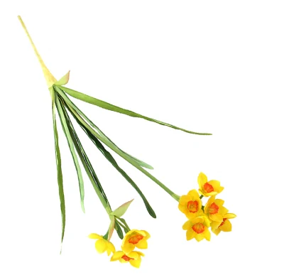 High Quality Artificial Narcissus 49CMH Silk Narcissus 2 Stems Real Touch Leaf Decorative Narcissus Indoor Silk Flower