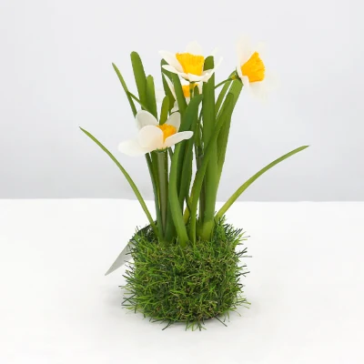 Artificial Flowers for Decoration Mini Office Decoration Lifelike Four Head Narcissus Flower