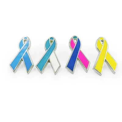 Custom design Jewelry Fashion Brooches Rhinestone Soft Hard Enamel Ribbon Breast Cancer Awareness Medical Brooch Pins