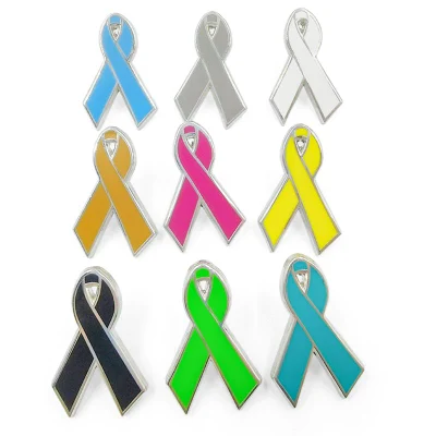 Custom design Jewelry Fashion Brooches Rhinestone Soft Hard Enamel Ribbon Breast Cancer Awareness Medical Brooch Pins