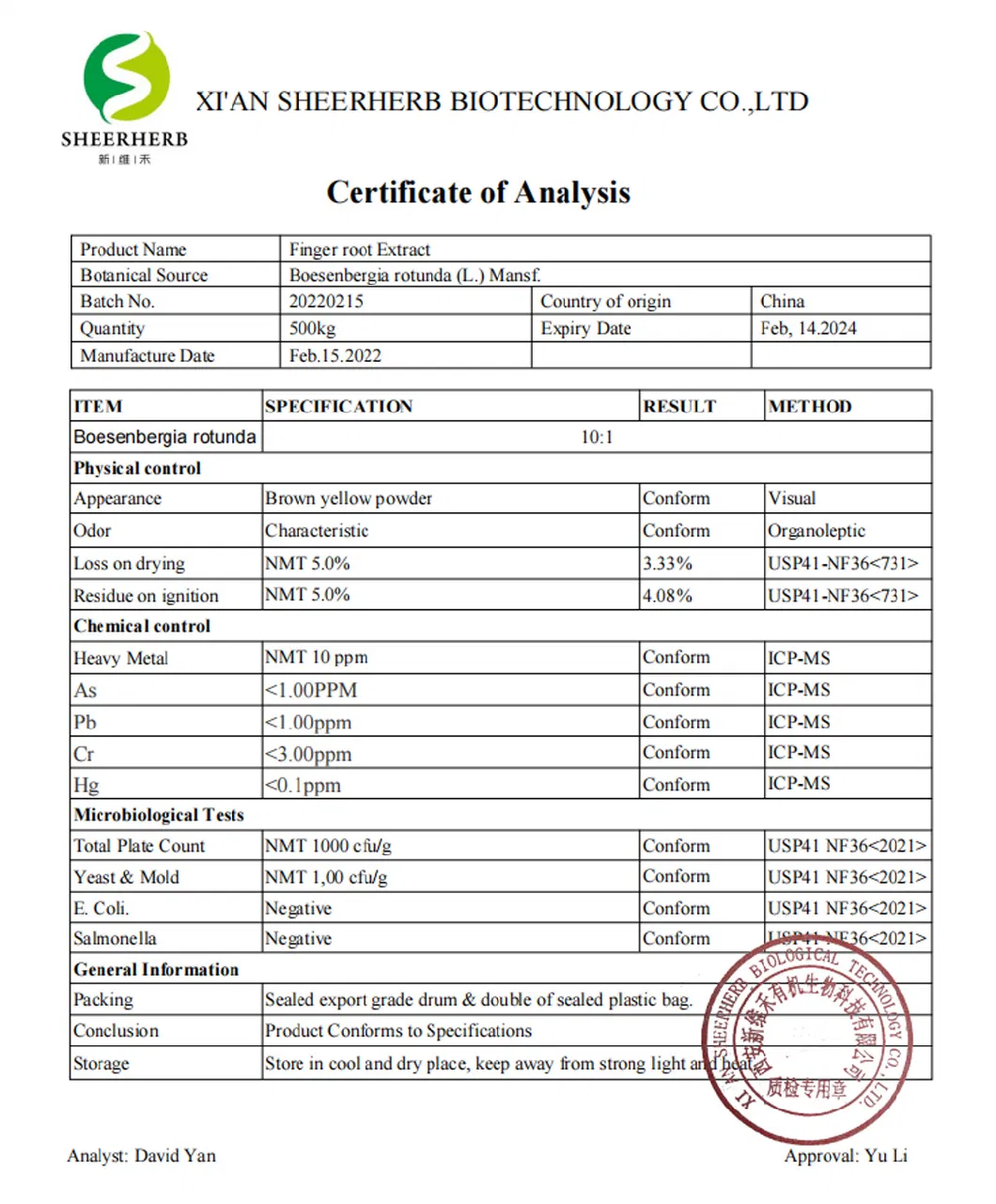 Hight Quality Plant Extract Finger Root Extract Boesenbergia Rotunda Powder