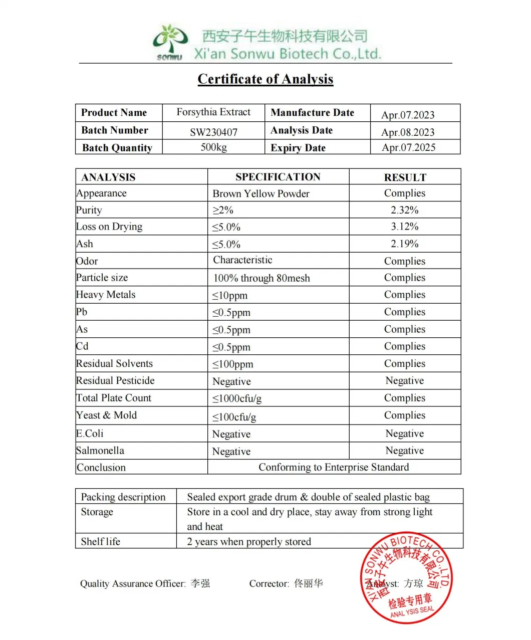 Sonwu Supply Forsythia Suspensa Extract Forsythin 2% Forsythia Extract