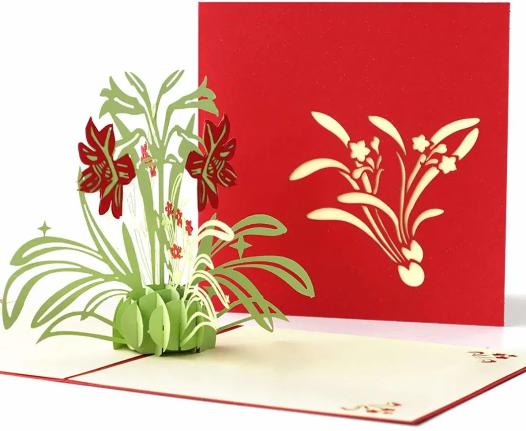 Can Be Customized Red Narcissus Flower Pop up Birthday Card