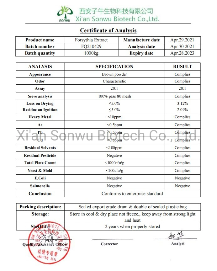 Sonwu High Quality Forsythia Extract Powder Forsythin