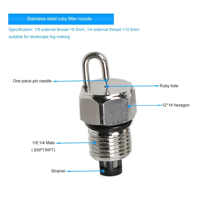 304SS PJ Needle Impingement Disinfection Fog Mist Water Nozzle