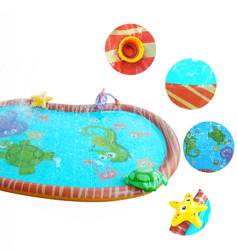 Summer Outdoor Backyard Play Toys PVC Inflatable 3D Sealife Water Sprinkler Pad Mat for Kids